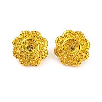 Brass Bead Caps Cabochon Settings, Lead Free & Cadmium Free, Flower, Golden, Tray: 3mm, 8x4mm