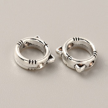 Tibetan Style Alloy Bead Frame, Antique Silver, Tiger, 9x9x3.5mm, Hole: 1.8mm, 95~100pcs/bag.