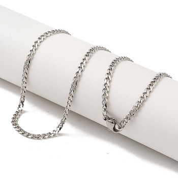 201 Stainless Steel Curb Chain Necklaces for Men, Stainless Steel Color, 24.09 inch(61.2cm)