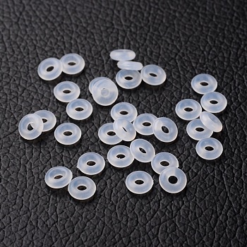 Rubber O Rings, Donut Spacer Beads, Fit European Clip Stopper Beads, Clear, 6x2mm, Hole: 3mm