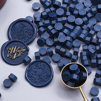 Sealing Wax Particles, for Retro Seal Stamp, Octogon, Midnight Blue, Bottle Size: 40x34mm, about 45pcs/bottle