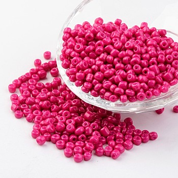 6/0 Baking Paint Glass Seed Beads, Camellia, 4~5x3~4mm, Hole: 1~2mm, about 427pcs/50g
