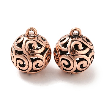 Alloy Pendants, Hollow Round, Red Copper, 29.5x25mm, Hole: 3mm