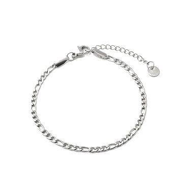 Stainless Steel Figaro Chain Bracelet, Stainless Steel Color, 7-1/8 inch(18cm)