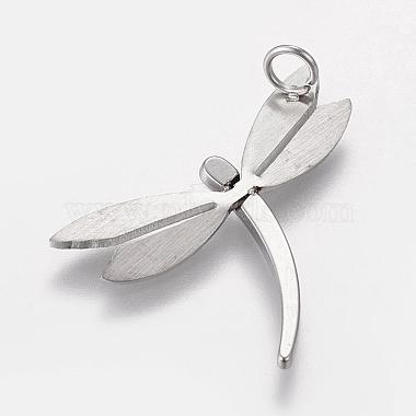 Trendy Dragonfly Necklace Findings 304 Stainless Steel Textured Pendants(X-STAS-L012-D05P)-2
