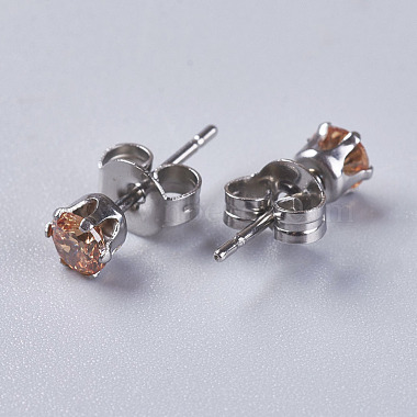 Cubic Zirconia Stud Earrings(EJEW-I209-09-4mm)-3