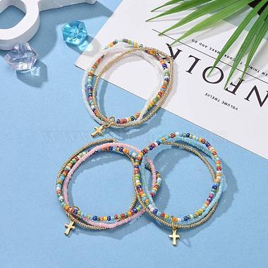 Glass Seed Beads Multi-Strand Bracelets(BJEW-JB05627-M)-2