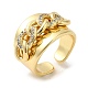 Rack Plating Real 18K Gold Plated Brass Curb Chains Shape Open Cuff Rings(RJEW-B048-11G)-1