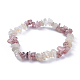 Natural White Moonstone & Strawberry Quartz Chip Stretch Bracelets(X-BJEW-JB04490-05)-1