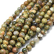 Natural Rhyolite Jasper Beads Strands, Round, Grade AB, 8mm, Hole: 0.7mm, about 49pcs/strand, 15.75 inch(40cm)(G-F674-03AB-8mm)