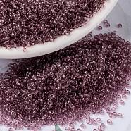 MIYUKI Round Rocailles Beads, Japanese Seed Beads, 15/0, (RR142) Transparent Smoky Amethyst, 1.5mm, Hole: 0.7mm, about 5555pcs/10g(X-SEED-G009-RR0142)