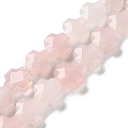 Natural Rose Quartz Beads Strands, Faceted, Cross, 12~13x12~12.5x5~6mm, Hole: 1.4mm, about 17pcs/strand, 8.27 inch(21cm)(G-K357-C12-01)