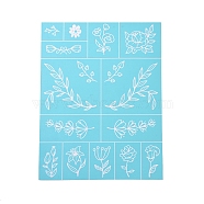Olycraft 2Pcs Self-Adhesive Silk Screen Printing Stencil, for Painting on Wood, DIY Decoration T-Shirt Fabric, Turquoise, Flower Pattern, 28x22cm, 2pcs/set(DIY-OC0008-005)