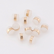 Brass Rubber Ear Nuts, Earring Backs, Nickel Free, Real 18K Gold Plated, 5.5x5.5mm, Hole: 0.5mm(X-KK-T025-41G)