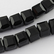 Glass Bead Strands, Faceted, Cube, Black, 3~4x3~4x3~4mm, Hole: 0.5mm, about 100pcs/strand, 13.5 inch(X-GLAA-R041-3x3mm-20)