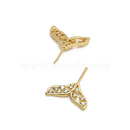 Brass Micro Pave Clear Cubic Zirconia Fishtail Head Pins, for Baroque Pearl Making, Golden, 20x16mm(BAPE-PW0002-10C-G)