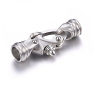 304 Stainless Steel Clasps, Frosted, Stainless Steel Color, 36x15x9mm, Hole: 6.5mm(STAS-E440-81P)