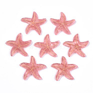 Transparent Cellulose Acetate(Resin) Cabochons, with Glitter Powder, Starfish Shape, Pink, 27.5x28.5x2.5mm(X-KY-S163-187)