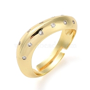 Plating Brass Micro Pave Cubic Zirconia Adjustable Rings, Teardrop, Real 18K Gold Plated, Adjustable(RJEW-K266-16B-G)