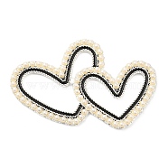 Alloy Big Pendants, with Plastic Imitation Pearl, Double Heart, Silver, 38x54x3mm, Hole: 22.5x27mm and 19x18mm(ALRI-F074-02S)