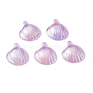 UV Plating Opaque Acrylic Pendants, AB Color, Shell Charm, Violet, 28x27x7mm, Hole: 2mm(PACR-M003-16A)