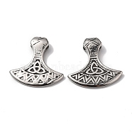 Viking 304 Stainless Steel Pendants, Thor's Hammer with Triskelion, Antique Silver, 37x37x7.5mm, Hole: 4x6.5mm(STAS-Z015-04AS)