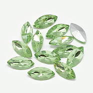 Pointed Back Glass Rhinestone Cabochons, Back Plated, Faceted, Horse Eye, Peridot, 26.5x13x7mm(RGLA-T083-13x27mm-19)