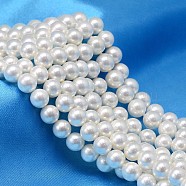 AB Color Plated Shell Pearl Round Bead Strands, White, 12mm, Hole: 0.8~1mm, about 33pcs/strand, 15.74 inch(BSHE-L011-12mm-C001)