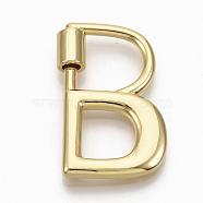 Brass Screw Carabiner Lock Charms, for Necklaces Making, Real 18K Gold Plated, Nickel Free, Letter.B, 29.5x19x2.5mm(KK-T046-001G-B-NF)