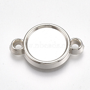 CCB Plastic Cabochon Connector Settings, Flat Round, Platinum, Tray: 12mm, 22.5x15x3mm, Hole: 1.8mm(CCB-S161-30P)