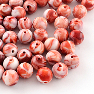 Opaque Acrylic Beads, Round, Red, 6mm, Hole: 1.6mm, about 4900pcs/500g(SACR-R853-6mm-201)