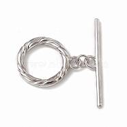 Brass Toggle Clasps, Twist Ring, Real Platinum Plated, Ring: 23.5x19.5x3mm, Hole: 3mm, Bar: 35x6x2mm, Hole: 3mm(KK-K271-11P)