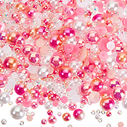 Opaque & Transparent Resin Cabochons, Imitation Shell & Pearl, Half Round, Pink, 3~10x1~4mm, 30g/bag(RESI-WH0034-08A)