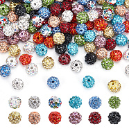 120Pcs 12 Colors Rhinestone Pave Disco Ball Beads, Polymer Clay Rhinestone Beads, Round, Mixed Color, 7.5~8mm, Hole: 1.8mm, 10pcs/color(RB-AR0003-14A)