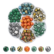 140Pcs 7 Styles Synthetic Malachite Beads, Dyed, Round, Mixed Color, 8mm, Hole: 1~1.5mm, 20pcs/style(G-YW0001-16)