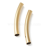 Brass Tube Beads, Long-Lasting Plated, Curved Beads, Tube, Real 24K Gold Plated, 43x6mm, Hole: 5mm(X-KK-Y003-90J-G)