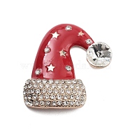 Christmas Alloy Rhinestone Cabochons, with Enamel, Golden, Hat, 37.5x34x7mm(FIND-U016-03G-01)