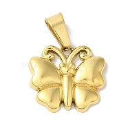 Ion Plating(IP) 304 Stainless Steel Pendants, Butterfly Charm, Golden, 15x16.5x3.5mm, Hole: 7x3.5mm(STAS-Z075-18G)