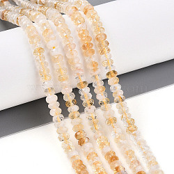 Natural Yellow Quartz Beads Strands, Faceted, Rondelle, 3.5~4x2~2.5mm, Hole: 0.7~1mm, about 161~170pcs/strand, 14.69~15.35''(37.3~39cm)(G-T141-43)