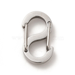 304 Stainless Steel Push Gate Snap Key Clasps, Double Snap S Clasps, Stainless Steel Color, 19x10.5x4mm(STAS-L207-23C-P)