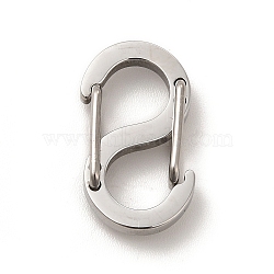 Non-Tarnish 304 Stainless Steel Push Gate Snap Key Clasps, Double Snap S Clasps, Stainless Steel Color, 19x10.5x4mm(STAS-L207-23C-P)