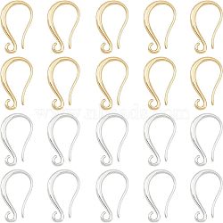 Brass Earring Hooks, with Horizontal Loop, Long-Lasting Plated, Platinum & Golden, 19.5x11x2.5mm, Hole: 2mm, 18 Gauge, Pin: 1mm, 2 colors, 10pcs/color, 20pcs/box(KK-FH0001-24)