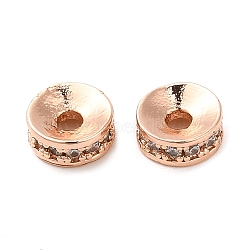 Rack Plating Brass Cubic Zirconia Beads, Spacer Beads, Long-Lasting Plated, Lead Free & Cadmium Free, Column, Real Rose Gold Plated, 5.5x2.5mm, Hole: 1.6mm(KK-K349-03RG)