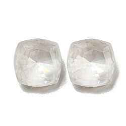 Glass Rhinestone Cabochons, Point Back & Back Plated, Faceted, Square, Crystal, 10x10x5.5mm(RGLA-G021-04A-001DE)