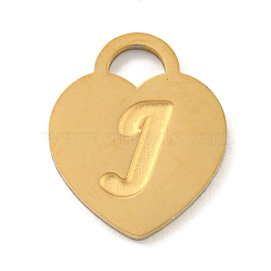 Ion Plating(IP) 304 Stainless Steel Pendants, Laser Cut, Heart with Letter Charm, Golden, Letter J, 15x12x1mm, Hole: 3x3.5mm(FIND-M017-01G-J)