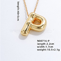 Stainless Steel Party Balloon Letter Pendant Cable Chain Necklaces for Women, Golden, Letter P, 15.75 inch(40cm)(YF1942-16)