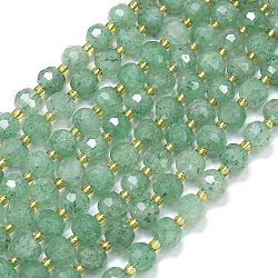 Natural Green Strawberry Quartz Beads Strands, with Seed Beads, Faceted, Lantern, 8~8.5x6.5~7mm, Hole: 0.6mm, about 44pcs/strand, 15.16 inch(38.5cm)(G-K389-E05-01)