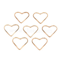 Brass Linking Rings, Textured, Heart, Real 18K Gold Plated, 13x14.5x1mm(KK-S348-091-01)