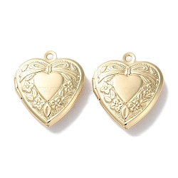 Rack Plating Brass Locket Pendants, Long-Lasting Plated, Lead Free & Cadmium Free, Heart, Light Gold, 22.5x19.5x5.5mm, Hole: 1.6mm, Inner Diameter: 11x13.5mm(X-KK-F090-03LG)