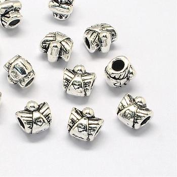 Alloy European Beads, Large Hole Beads, Angel, Antique Silver, 10x11x9mm, Hole: 4mm